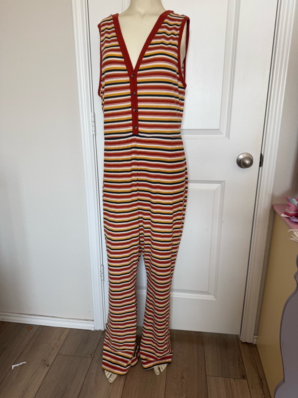Wild Fable Orange Striped Wide Leg Vintage Inspired Jumpsuit